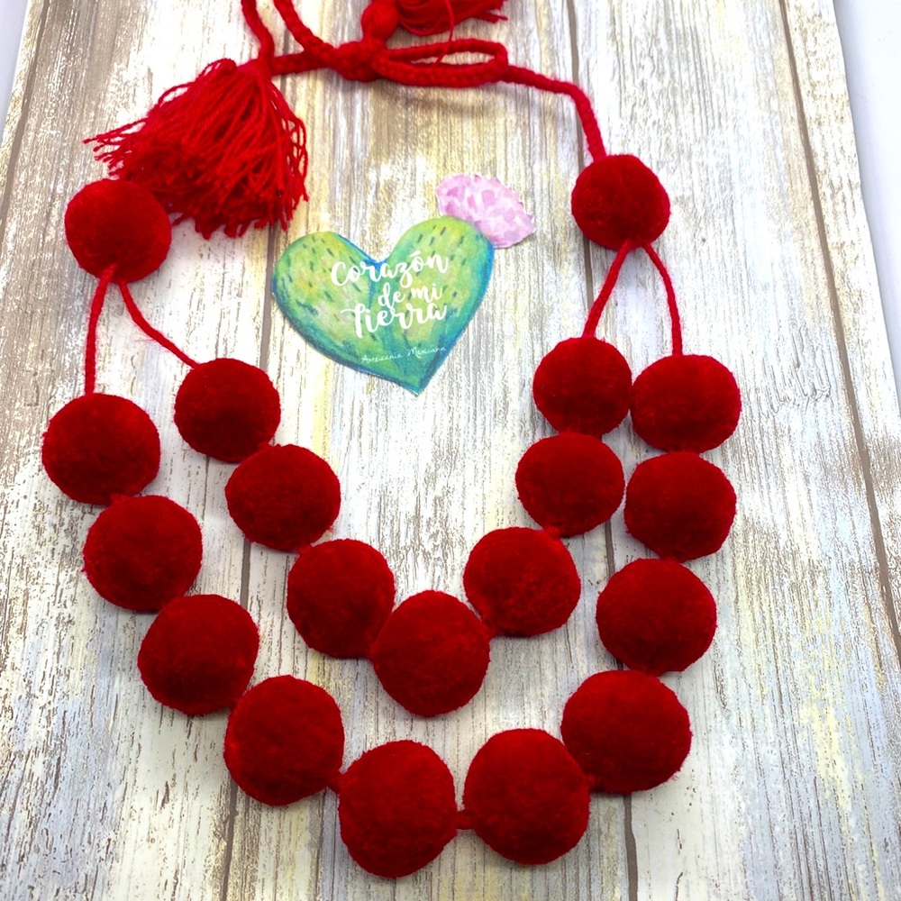 Handmade fine Pom Pom necklace